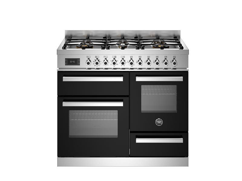 Bertazzoni PRO106L3ENET2 100 cm 6 burner electric triple oven Professional Series-Black