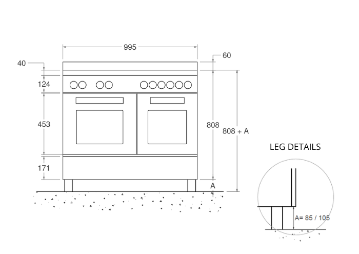 Bertazzoni 100 cm induction top electric double oven Master Series-Bianco (White)