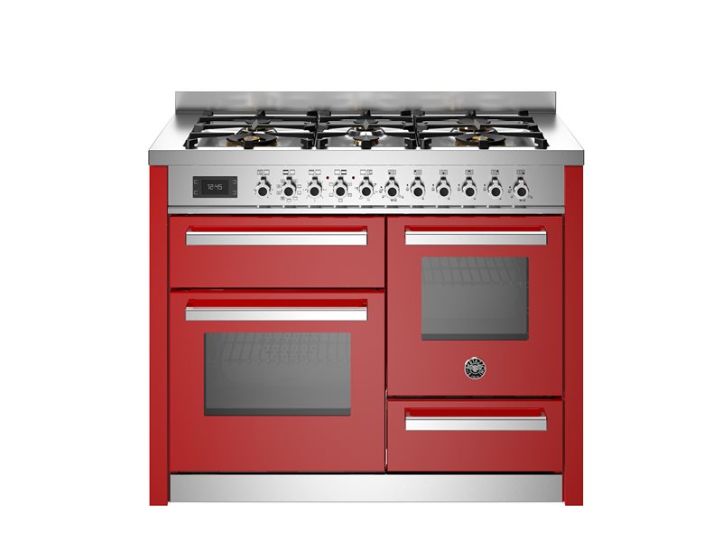 Bertazzoni PRO116L3EROT2 110 cm 6-burner electric triple oven Professional Series-Red