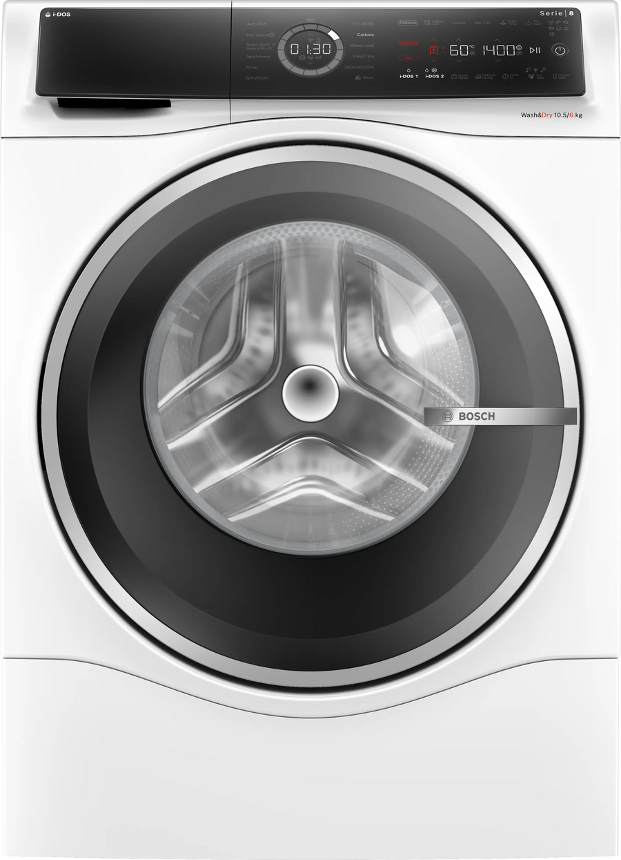 Bosch WNC25410GB Series 8 Washer dryer 10.5/6 kg max. 1400 rpm-White