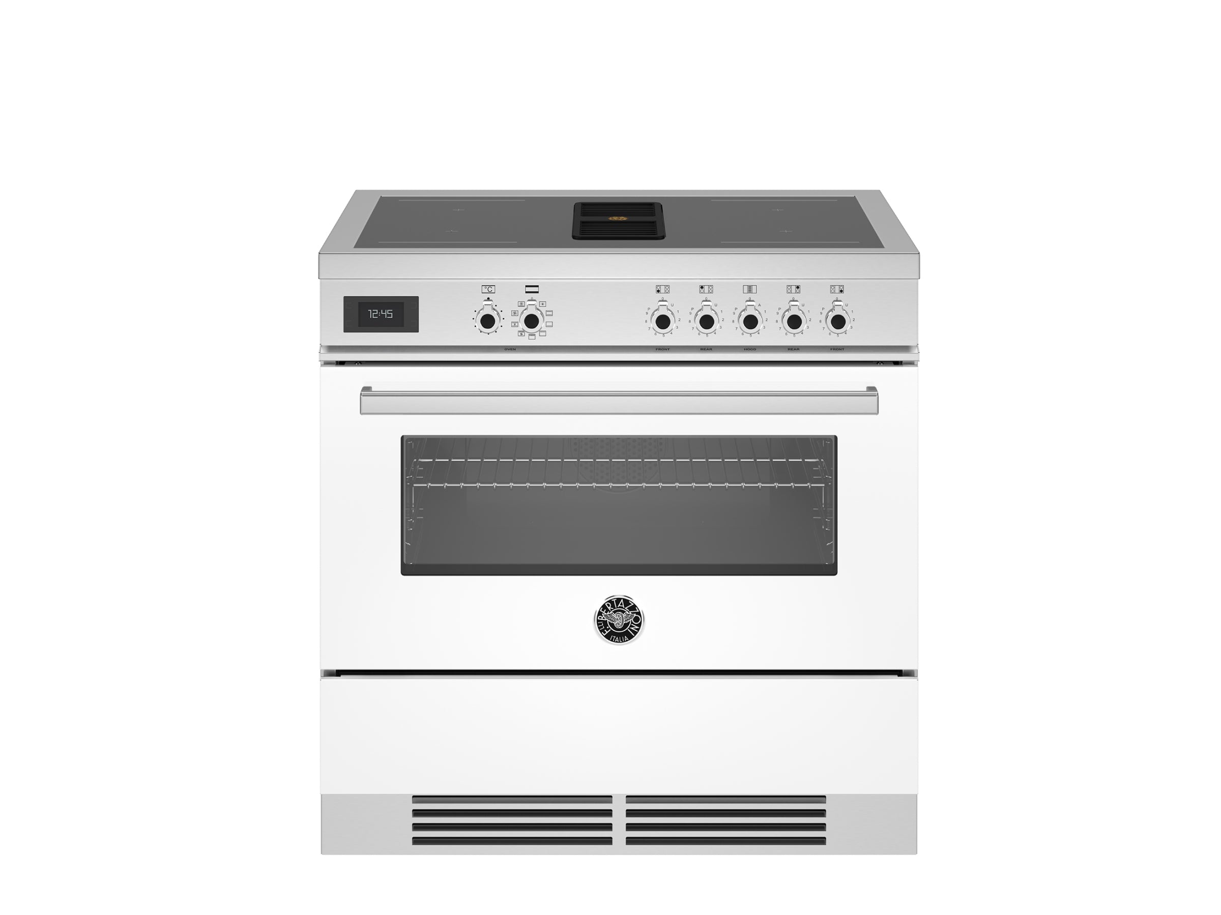 Bertazzoni 90 cm Air-Tec cooker with induction top and integrated hood, electronic oven Professional Series-Bianco (White)