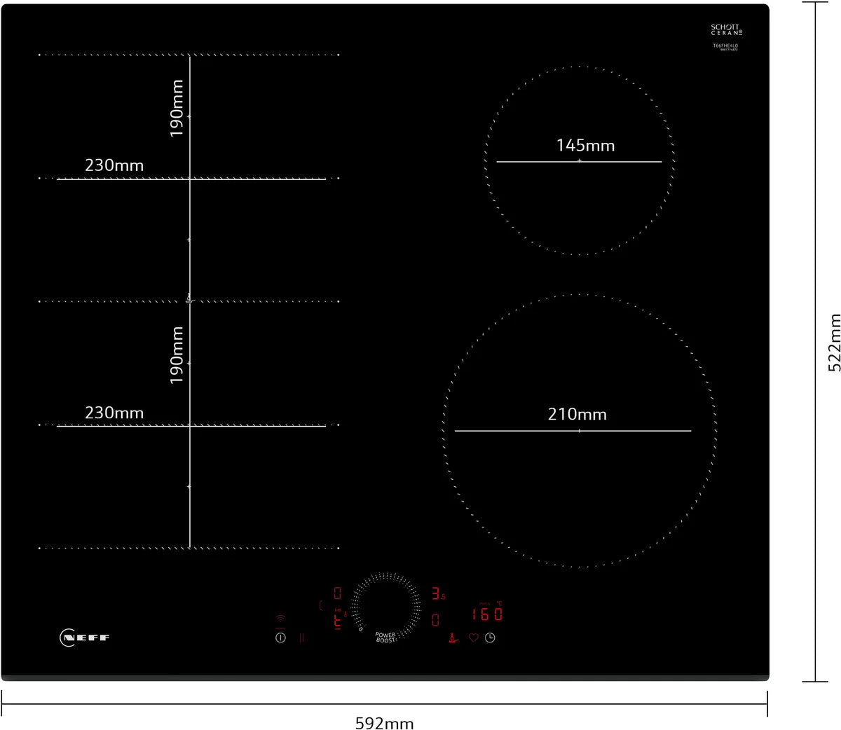 NEFF T66FHE4L0 N70 Induction hob 60 cm surface mount without frame
