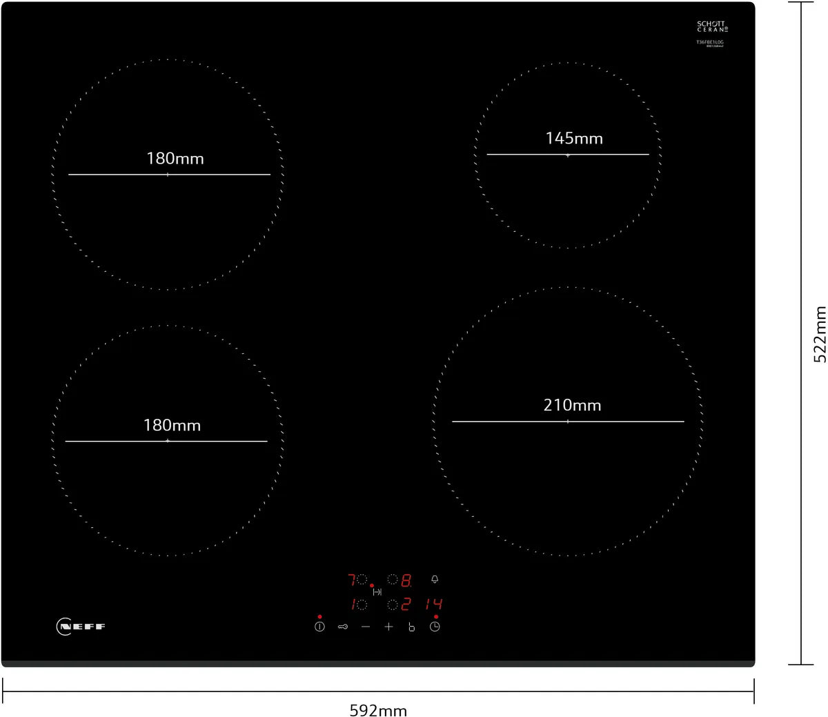 NEFF T36FBE1L0G N30 Induction hob 60cm-Black Glass Finish