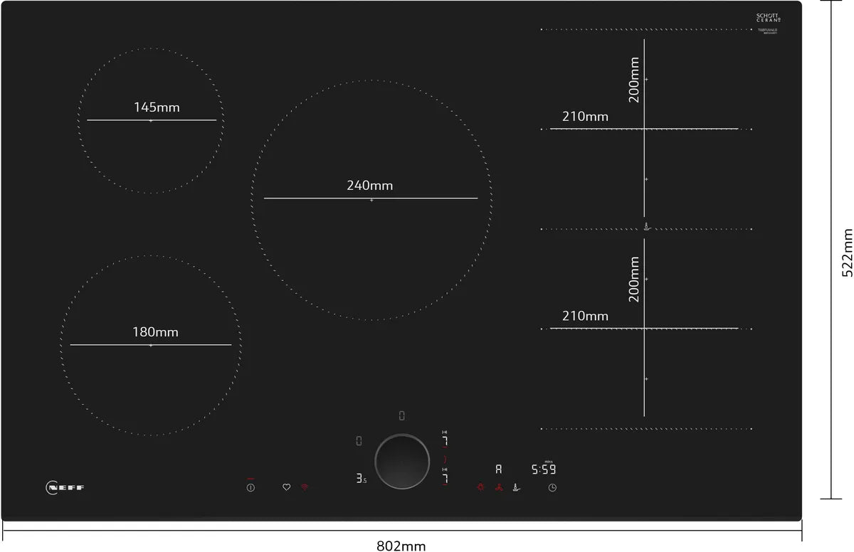 NEFF T68FUV4L0 N90 Induction hob 80 cm surface mount without frame