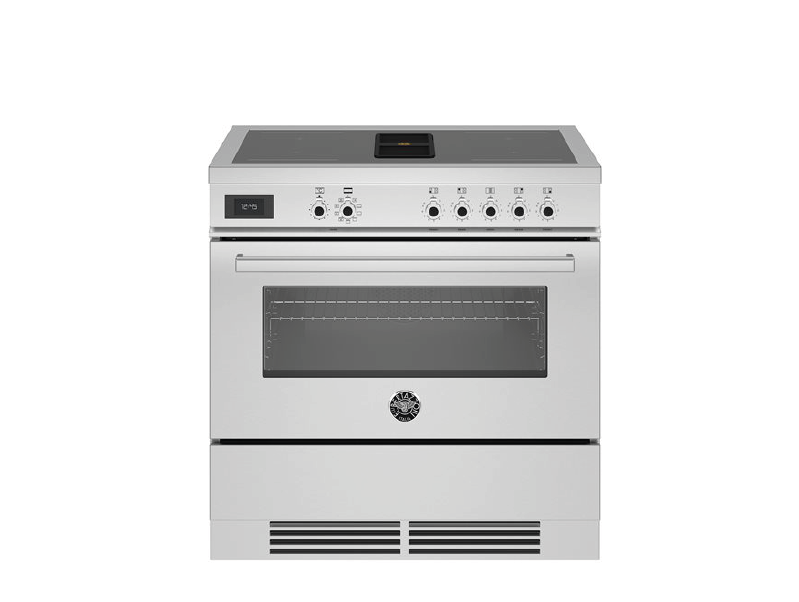 Bertazzoni 90 cm Air-Tec cooker with induction top and integrated hood, electronic oven Professional Series-Stainless Steel