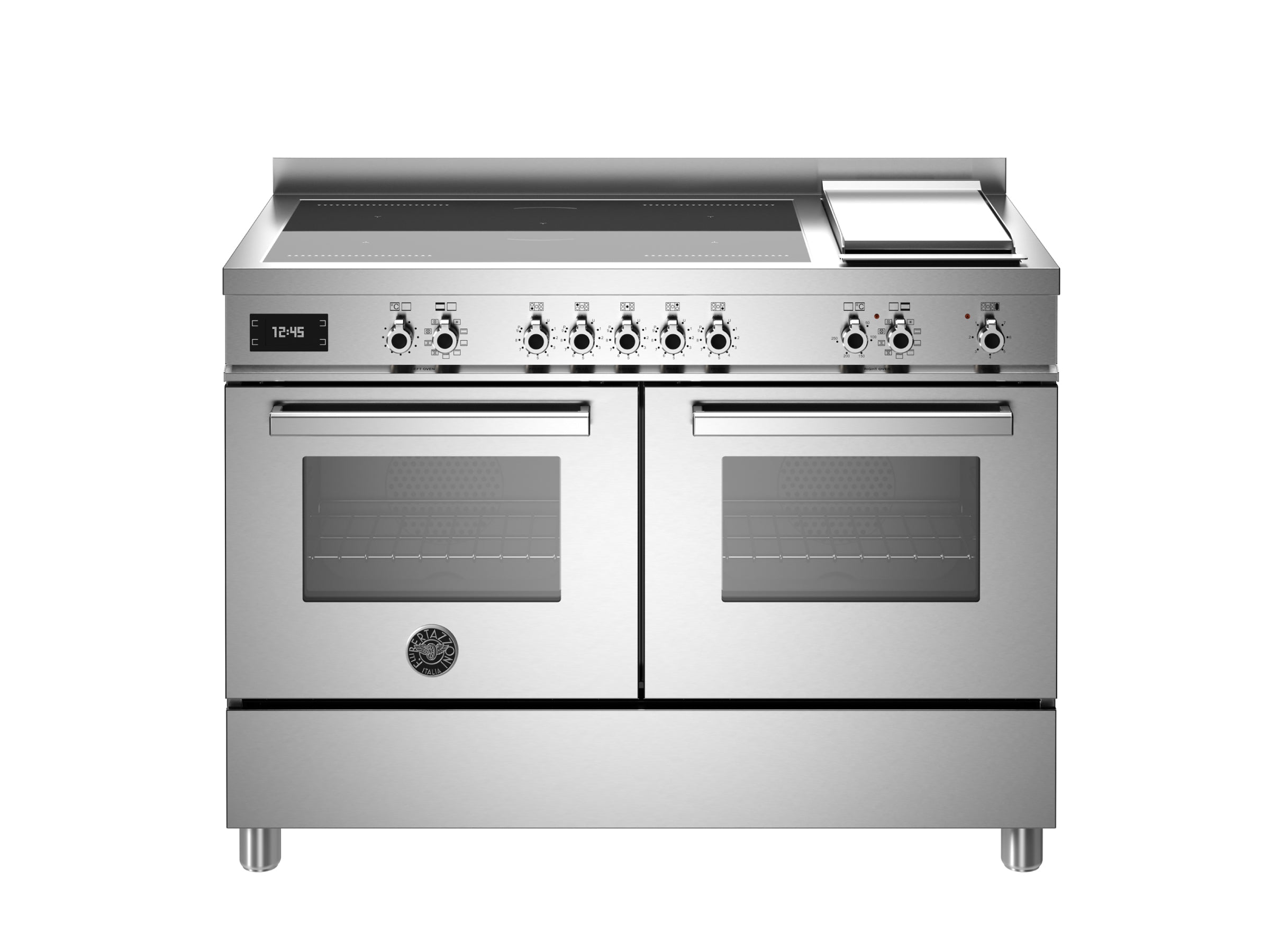 Bertazzoni 120 cm induction top + griddle, electric double oven Professional Series-Stainless Steel