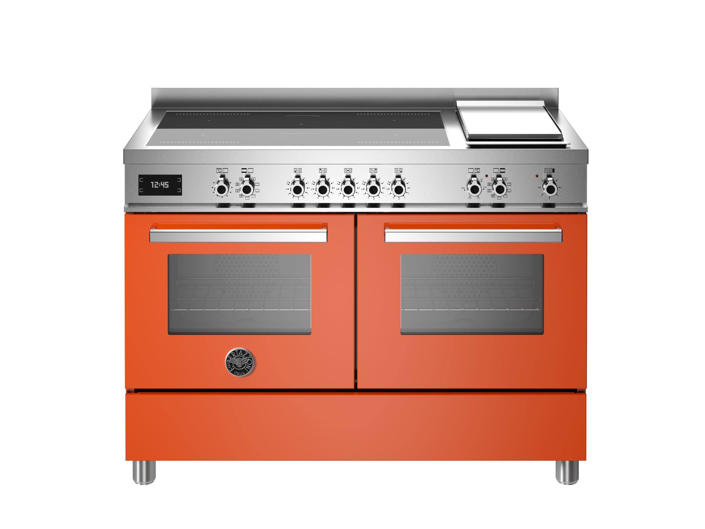 Bertazzoni 120 cm induction top + griddle, electric double oven Professional Series-Arancio (Orange)