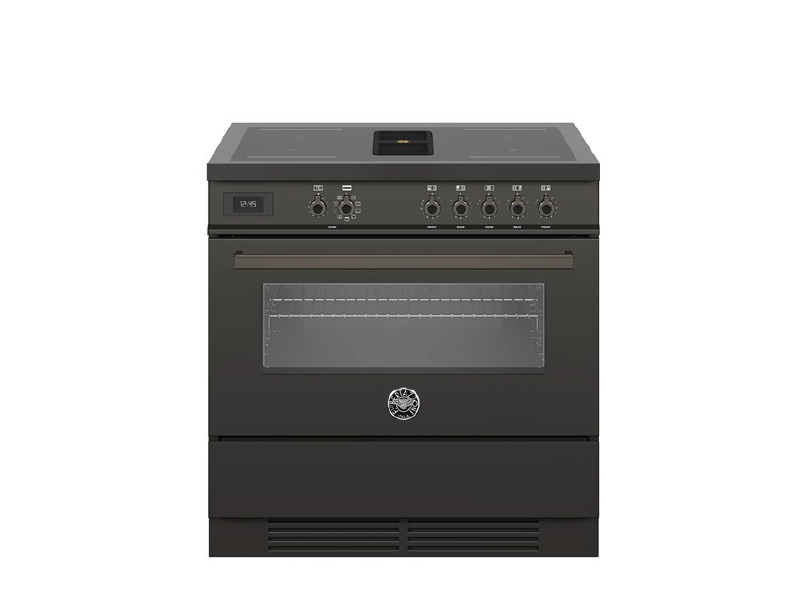 Bertazzoni 90 cm Air-Tec cooker with induction top and integrated hood, electronic oven Professional Series-Carbonio (Carbon)