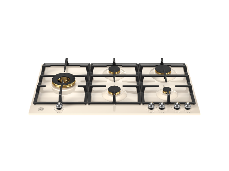 Bertazzoni P905LHERAX 90 cm Gas hob with lateral dual wok Heritage Series- Ivory & Chrome