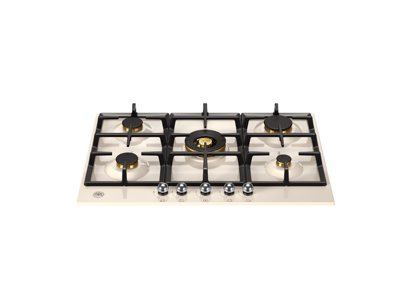 Bertazzoni PP755CHERAX 75 cm Gas hob with central wok Heritage Series-Ivory & Chrome