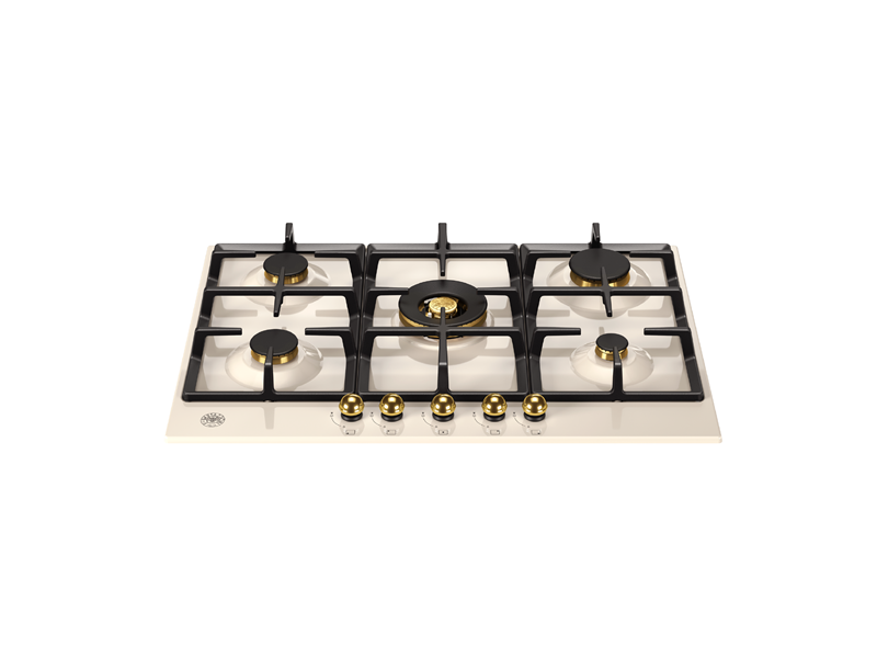 Bertazzoni P755CHERAG 75 cm Gas hob with central wok Heritage Series-Ivory & Gold