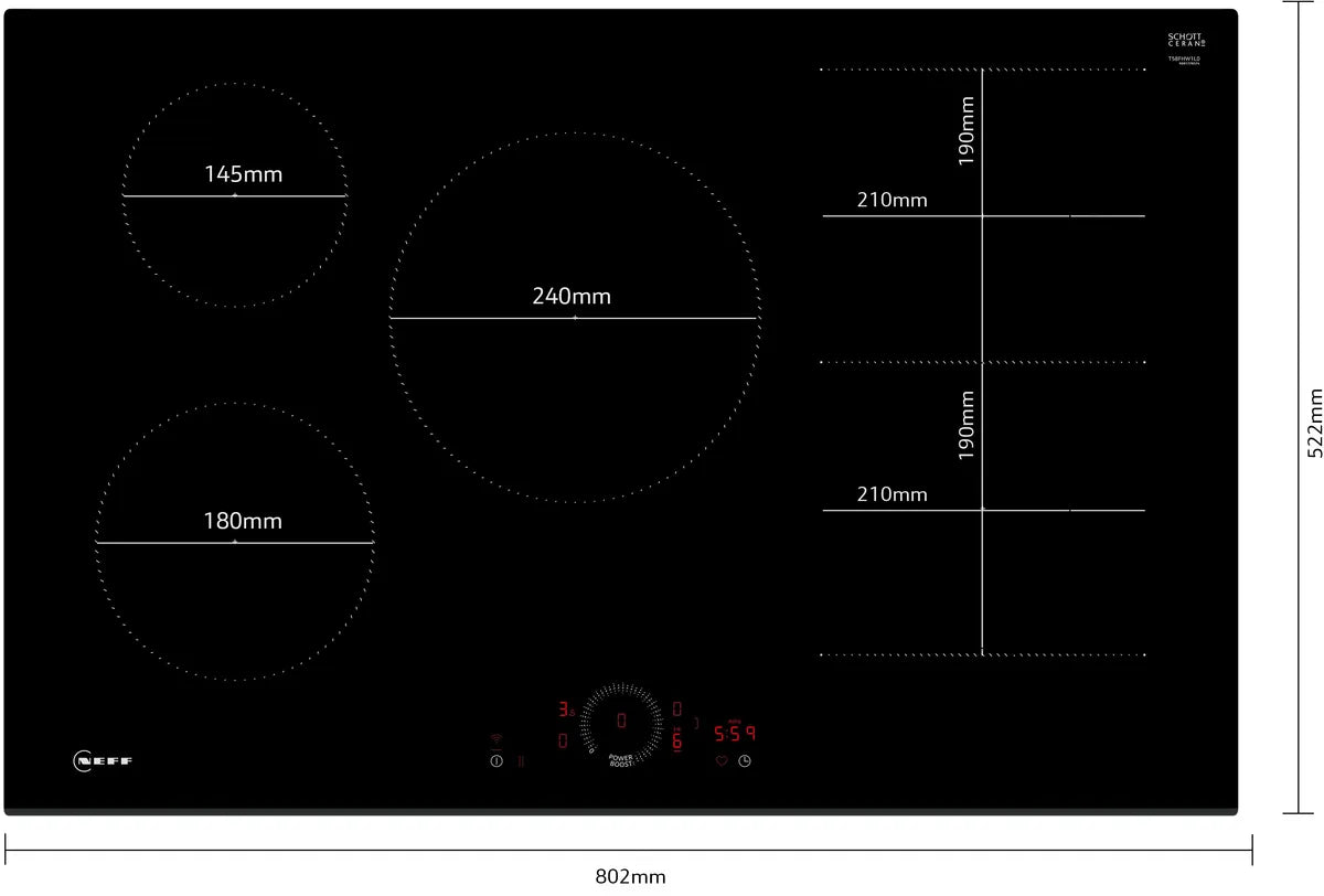 NEFF T58FHW1L0 N70 Induction hob 80 cm surface mount without frame