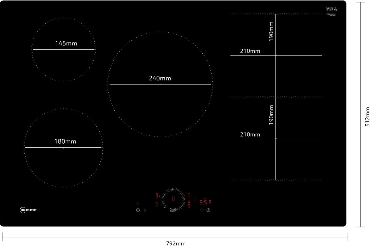 NEFF T58PHW1L0 N70 Induction hob 80 cm flush mount