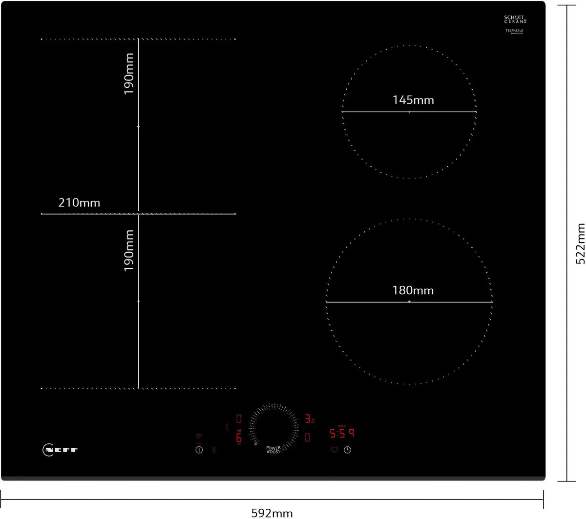 NEFF T56FHS1L0 N70 Induction hob 60 cm surface mount without frame