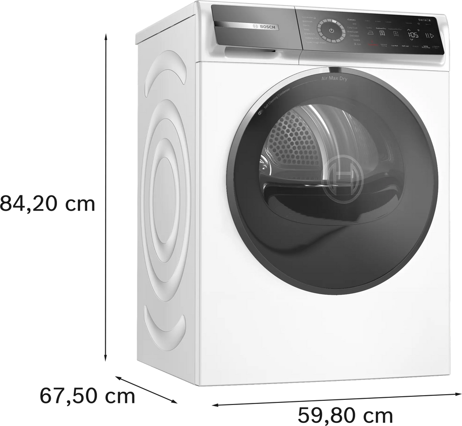 Bosch WRB247C9GB Series 8, Heat pump tumble dryer, 9 kg-White