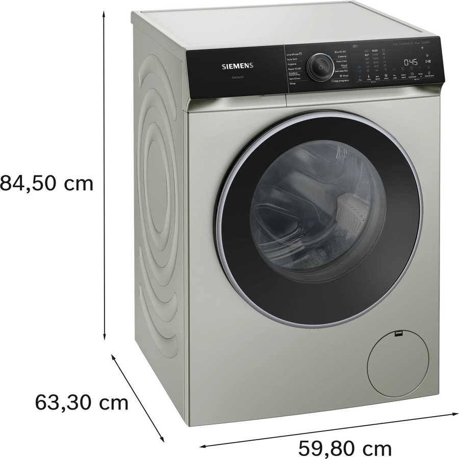 Siemens iQ500 WG56H2AXGB Washing machine, front loader, 10 kg, max. 1600 rpm-Silver inox