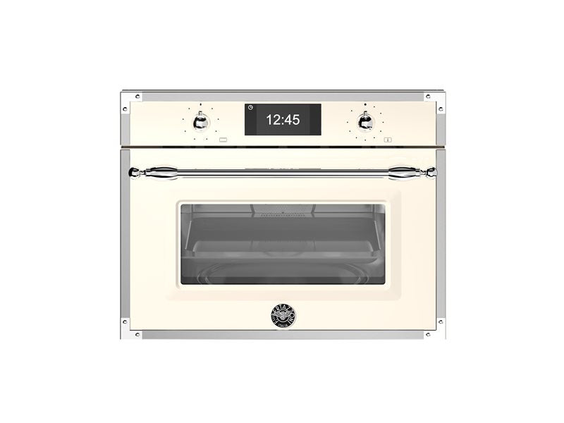 Bertazzoni FFHER4077MTAX3 60x45cm Combi-Microwave Oven, TFT Display Heritage Series-Ivory & Chrome