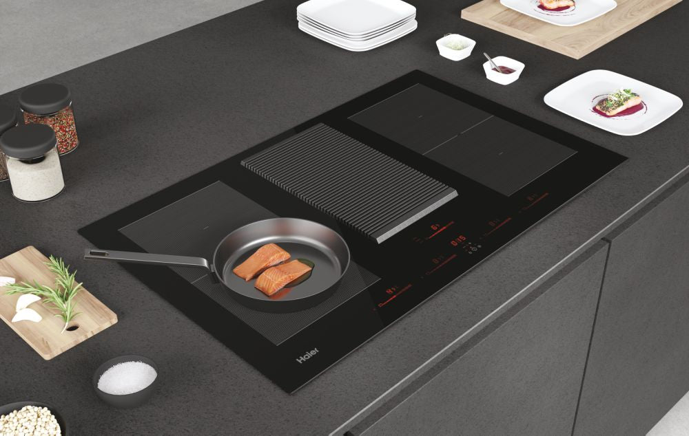 Haier HAIH8IFMCF 83cm Vented Induction Hob Central slide control interface, Dual Flex zones