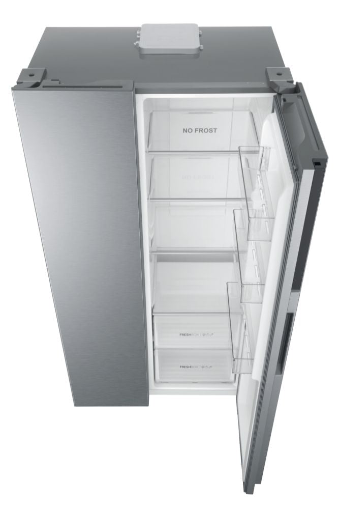 Haier HSR3918ENPG(UK) American Fridge Freezer 177cm No Frost Gentle Silver Finish