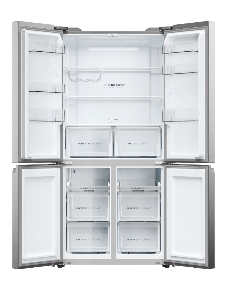 Haier HCR5919ENMP(UK) 90cm Cube 4 Door Fridge Freezer- Platinum Inox