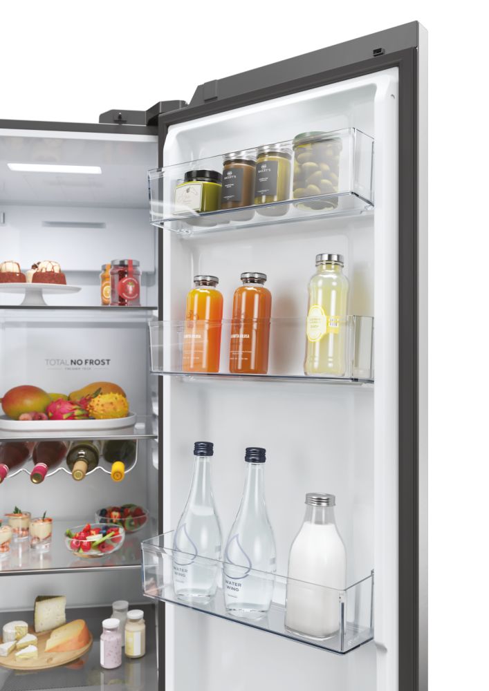 Haier HSW59F18DIMM(UK) 90cm Fridge Freezer with Water dispenser- Platinum Inox