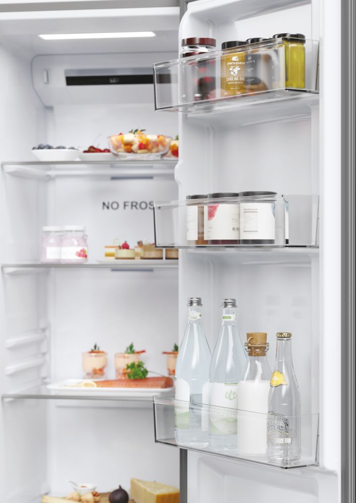 Haier HSR5918DNMP(UK) 90 CM, Side By Side Fridge Freezer Platinum Inox Finish