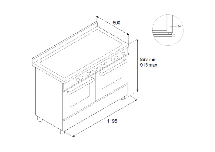 Bertazzoni HER126G2EXT2 120 cm 6-burner+griddle, electric double oven Heritage Series-Stainless Steel