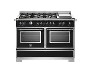 Bertazzoni HER126G2ENET2 120 cm 6-burner+griddle, electric double oven Heritage Series-Black