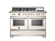 Bertazzoni HER126G2EAVT2 120 cm 6-burner+griddle, electric double oven Heritage Series-Avorio