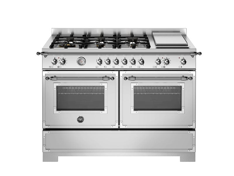 Bertazzoni HER126G2EXT2 120 cm 6-burner+griddle, electric double oven Heritage Series-Stainless Steel