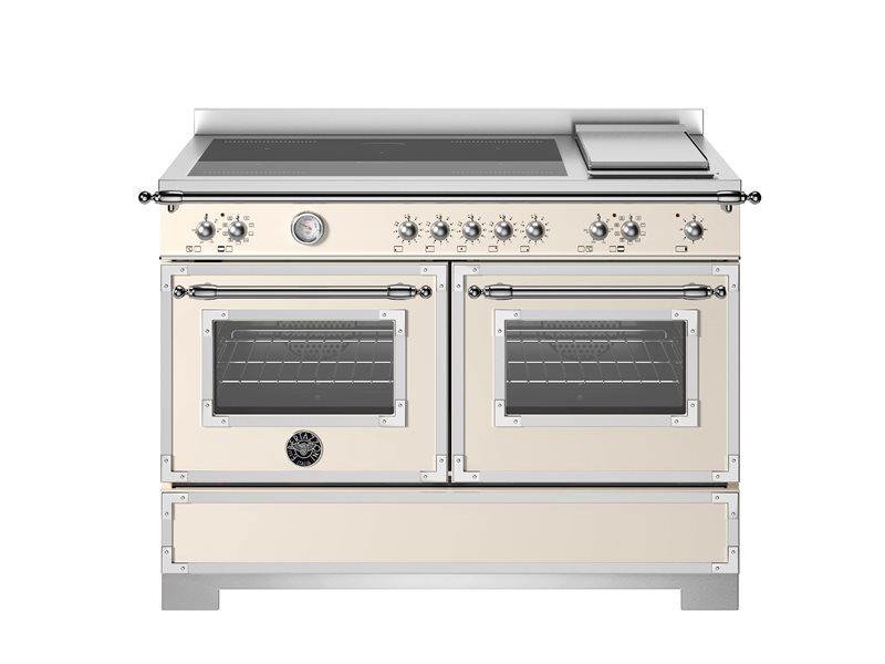 Bertazzoni HER125I2EAVT2 120 cm induction top + griddle, electric double oven Heritage Series-Avorio