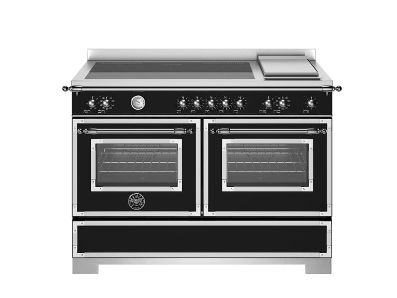 Bertazzoni HER125I2ENET2 120 cm induction top + griddle, electric double oven Heritage Series-Black