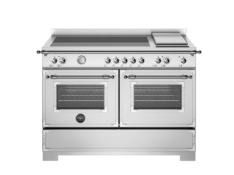 Bertazzoni HER125I2EXT2 120 cm induction top + griddle, electric double oven Heritage Series-Stainless Steel