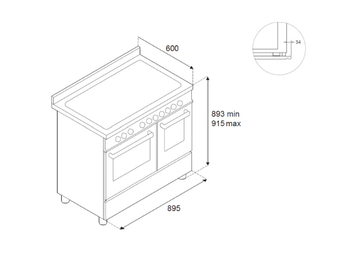 Bertazzoni HER95I2EXT2 90 cm induction top electric double oven Heritage Series-Stainless Steel