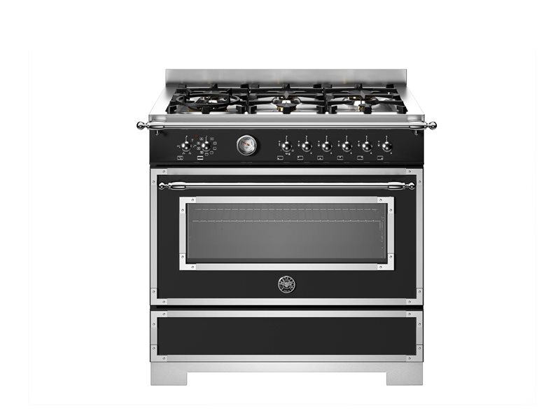 Bertazzoni HER96L1ENET2 90 cm 6-Burner, Electric Oven Heritage Series-Black