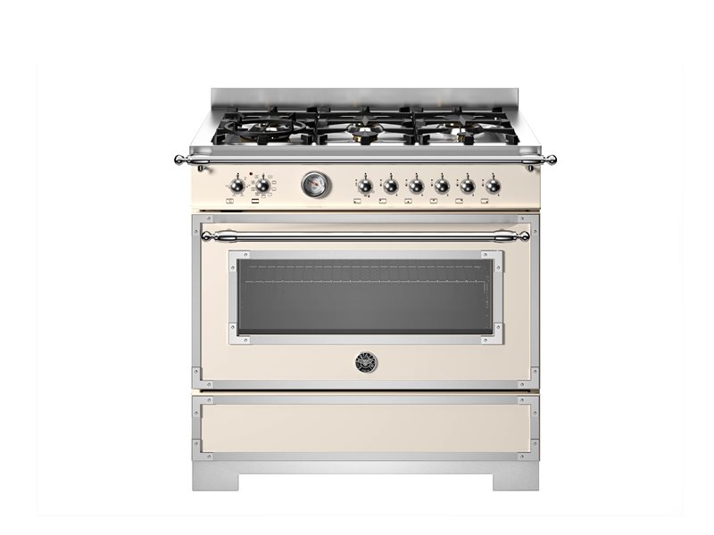 Bertazzoni HER96L1EAVT2 90 cm 6-Burner, Electric Oven Heritage Series-Avorio