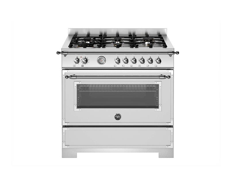 Bertazzoni HER96L1EXT2 90 cm 6-Burner, Electric Oven Heritage Series-Stainless Steel