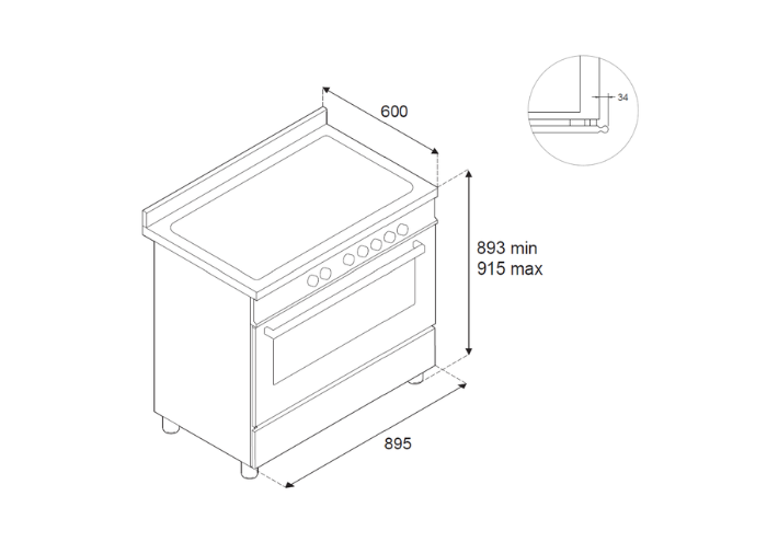 Bertazzoni HER95I1ENET2 90cm induction top, electric oven Heritage Series-Black