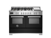 Bertazzoni PRO126G2ENET2 120 cm 6-burner + griddle, Electric Double Oven Professional Series- Black