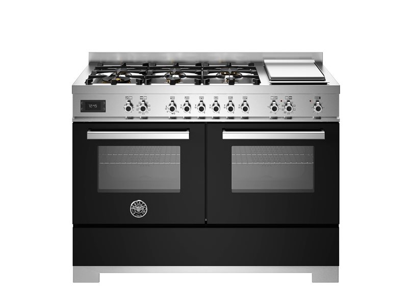 Bertazzoni PRO126G2ENET2 120 cm 6-burner + griddle, Electric Double Oven Professional Series- Black