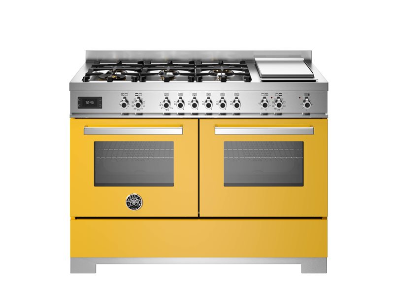Bertazzoni PRO126G2EGIT2 120 cm 6-burner + griddle, Electric Double Oven Professional Series- Yellow