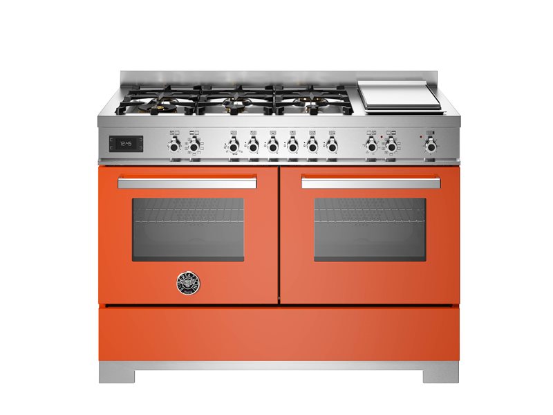 Bertazzoni PRO126G2EART2 120 cm 6-burner + griddle, Electric Double Oven Professional Series- Orange