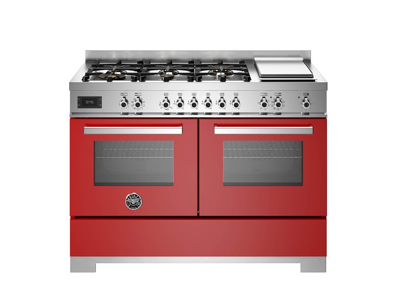 Bertazzoni PRO126G2EROT2 120 cm 6-burner + griddle, Electric Double Oven Professional Series-Red