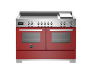 Bertazzoni PRO125I2EROT2 120 cm induction top + griddle, electric double oven Professional Series-Red