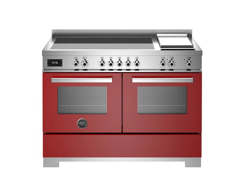 Bertazzoni PRO125I2EROT2 120 cm induction top + griddle, electric double oven Professional Series-Red