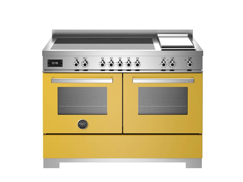 Bertazzoni PRO125I2EGIT2 120 cm induction top + griddle, electric double oven Professional Series-Yellow