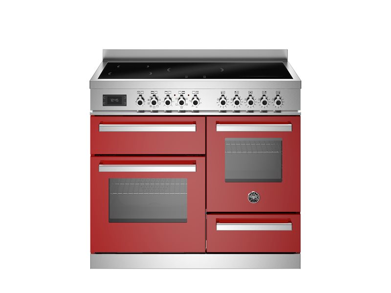 Bertazzoni PRO105I3EROT2 100 cm induction top electric triple oven Professional Series- Red