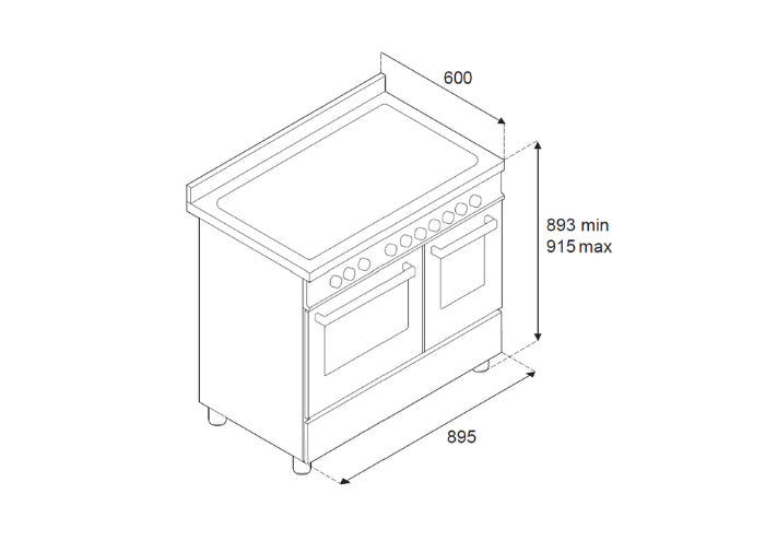 Bertazzoni PRO96L2EGIT2 90 cm 6-burner electric double oven Professional Series-Yellow