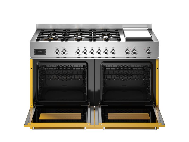 Bertazzoni PRO126G2EGIT2 120 cm 6-burner + griddle, Electric Double Oven Professional Series- Yellow