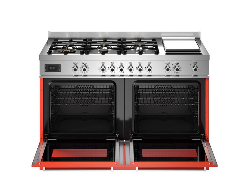 Bertazzoni PRO126G2EART2 120 cm 6-burner + griddle, Electric Double Oven Professional Series- Orange